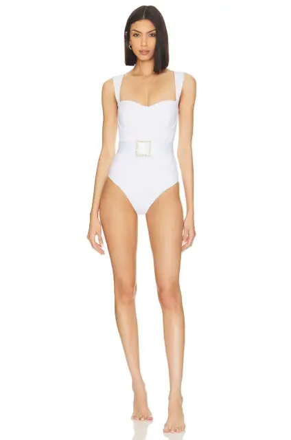 BEACH RIOT Dina One Piece in White Size Medium