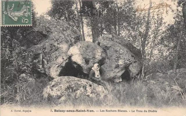 Cpa 91 Boissy Sous Saint Yon Les Rochers Blancs Le Trou Du Diable