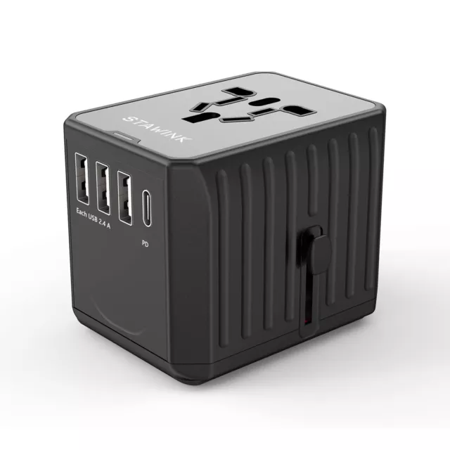 Universal Travel Adapter, International Plug Adapter with 18W PD Fast Charge,...