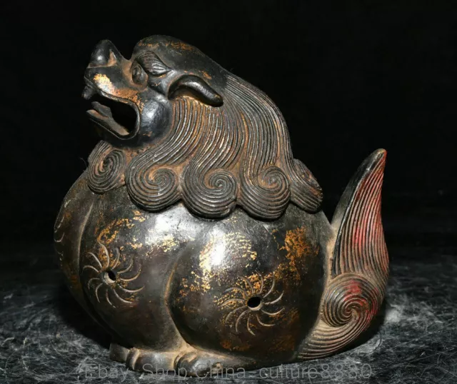 5.1" Folk collection Old China Bronze Dynasty Dragon Beast Incense Burner Censer