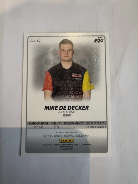 PANINI PDC WORLD Championship Darts 2026 Mike De Decker Autograph Panini PDC World Championship Darts 2026 Mike.webp