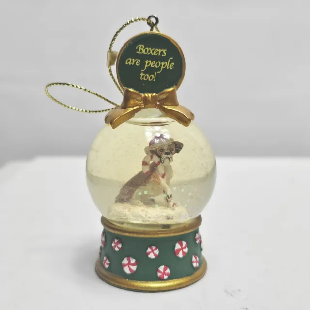 Danbury Mint Boxer Dog Snow Globe Christmas Ornament Collection People Too 3.25"