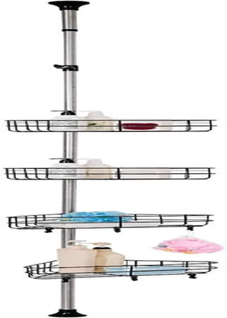Mensola Ad Angolo per Bagno Telescopico in Metallo Scaffale Doccia Organizer Sen
