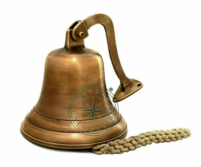9 'Vintage Latón Capitán Barco Campana Soporte de pared marítimo...