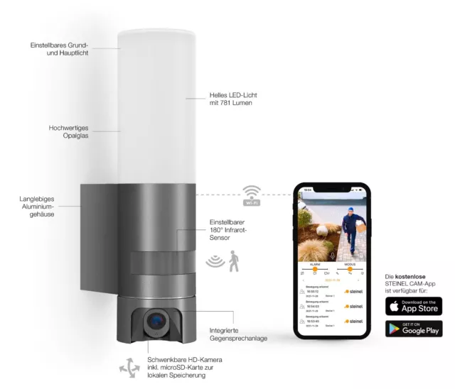 Steinel L 620 CAM S Außenleuchte Bewegungsmelder WLAN WIFI Überwachungskamera 3