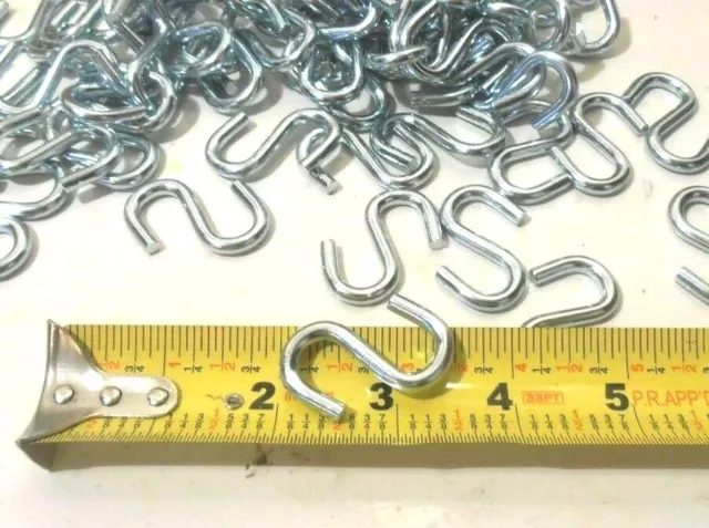 S Hooks 100 Pc.  Heavy Duty 1-1/2" Inch  S Hook Steel  S-Hooks