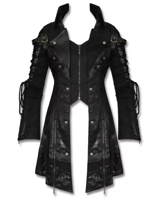 Punk Rave Poison Black Womens Jacket Coat Goth Steampunk Faux Leather Mesh