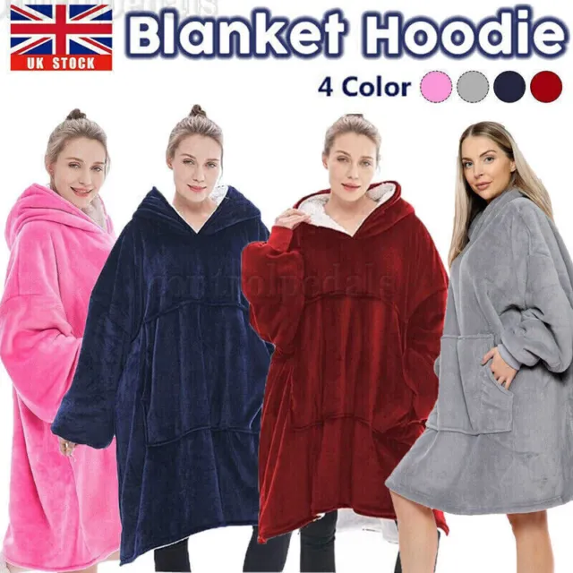 Oversized Hoodie Blanket Soft Long Plush Sherpa Fleece Giant Hooded Sweatshirt