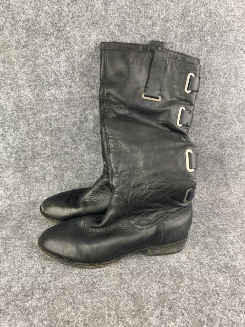 Arturo Chang Leather Boots Women's 7.5M Black Tall Riding Side Zips