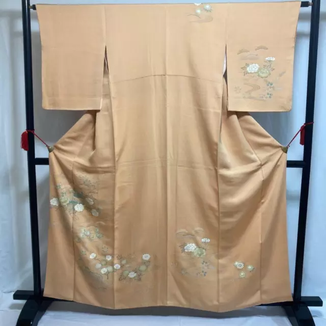 8801# kimono japonés Vintage bata de seda pura bordado tradicional 159cm