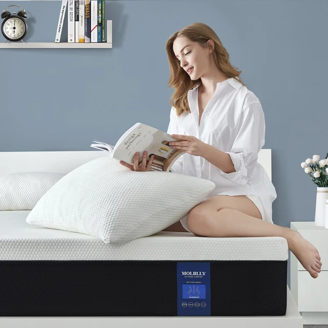 Molblly 8" 10" 12" 14" Gel Memory Foam Mattress Twin Full Queen King Bed In Box