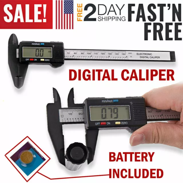 6" 150mm Carbon Fiber Electronic Digital Vernier Caliper Micrometer Guage LCD