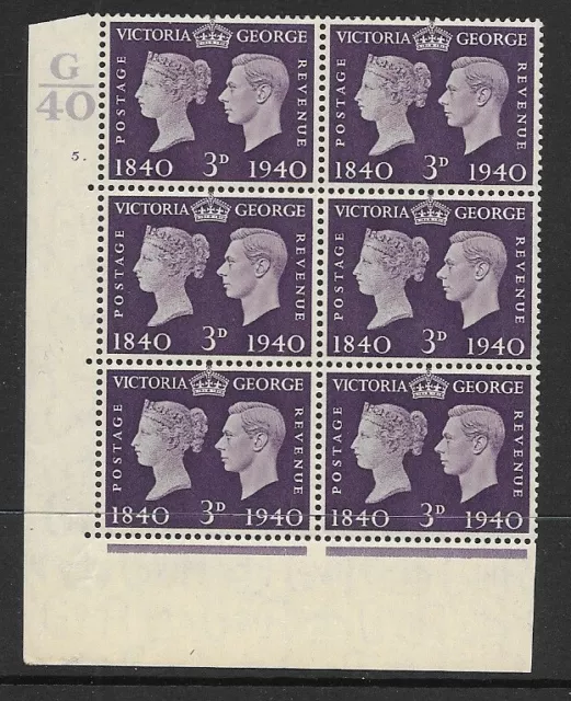 Sg 484 1940 Centenary Cylinder G40 5 Dot UNMOUNTED MINT/MNH