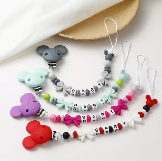 DIY Schnullerkette mit Namen ☆ Silikon ★ Baby Bow Geburt Nuckelkette