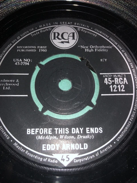 EDDY ARNOLD RCA before this day ends 45 RPM vinyl single 6a $9.90 ...