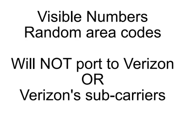 Visible Port Numbers For Non Verizon - Random Area Code Only