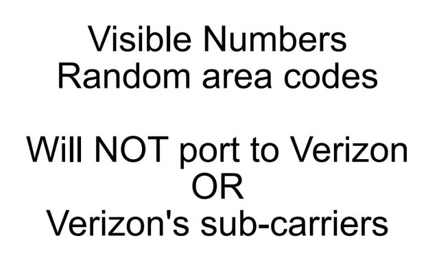 Visible Port Numbers For Non Verizon - Random Area Code Only