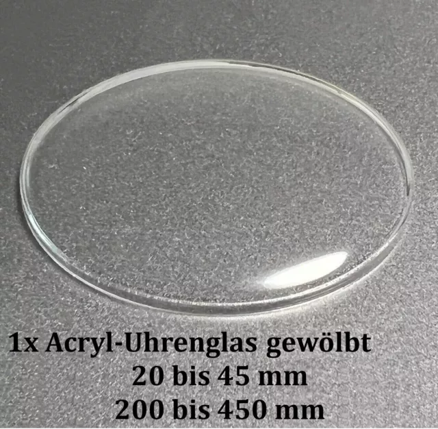 20 bis 45 mm Uhrenglas Kunststoff Acryl Uhrglas GEWÖLBT Taschenuhr + Armbanduhr