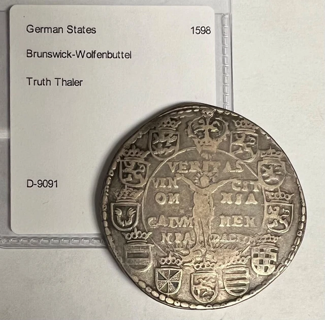 1598 German States Brunswick Wolfenbuttel "Truth Thaler"