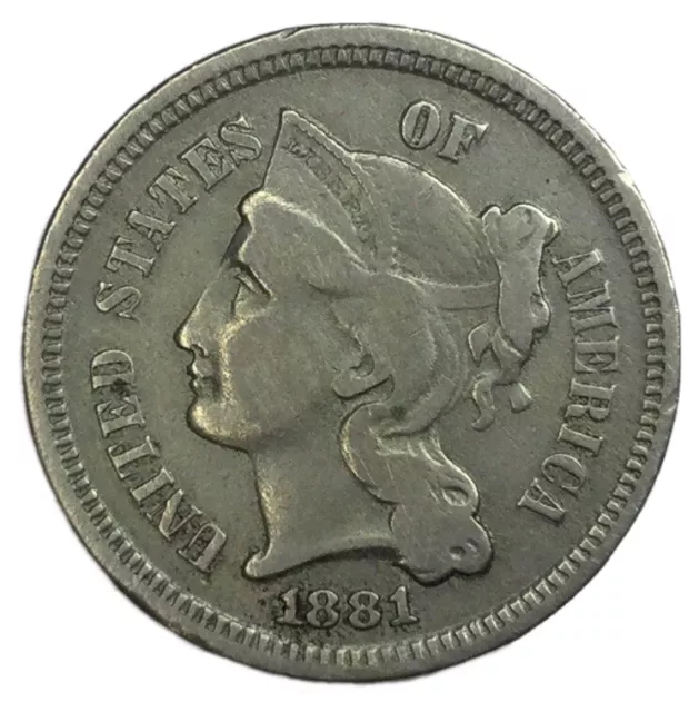 1881 3CN Three Cent Nickel XF #