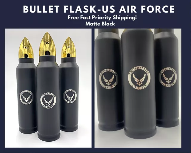 Realistic Bullet Shaped Coffee/Water Thermos With US Air Force Logo. Large 33oz