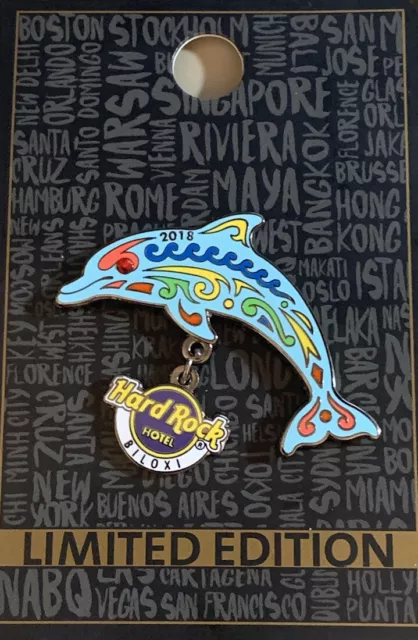 Hard Rock Hotel BILOXI 2018 DOLPHIN MOSAIC PIN NEW on CARD LE 350! - HRC #98266