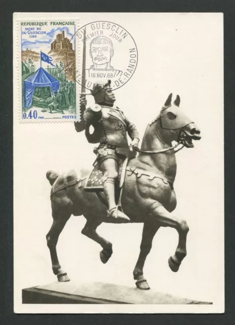 FRANCE MK 1968 GUESCLIN PFERD HORSE KNIGHT MAXIMUMKARTE MAXIMUM CARD MC CM d5504