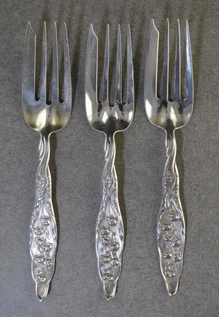 3 Antique Whiting "Lily Of The Valley" Sterling Silver Salad Forks~6.5” 92.3G