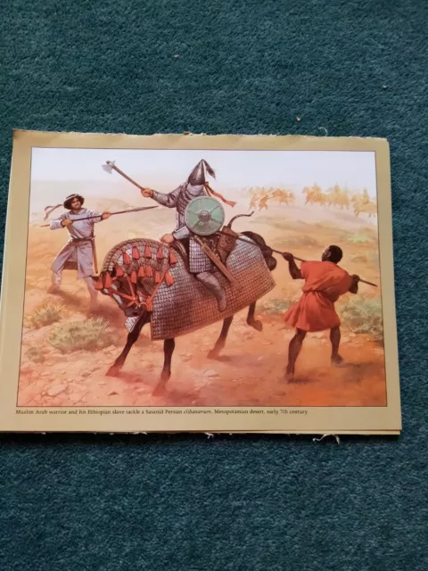 B1y Ephemera battle picture 7th century Arab warriors sasanid Persian cavalry