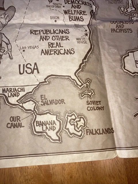 VINTAGE POLITICAL MAP, The World According To Reagan 1982 Dave Horsey ...