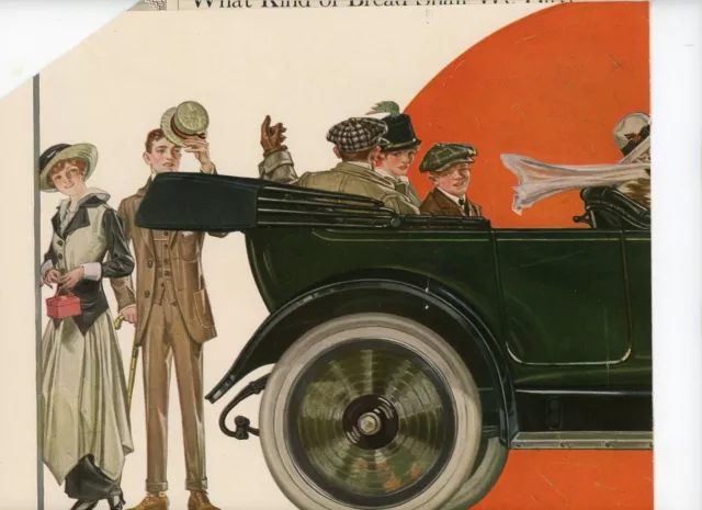 1915 Leyendecker Ad Art Original Print Willys Overland Model 80 Car Collie Dog