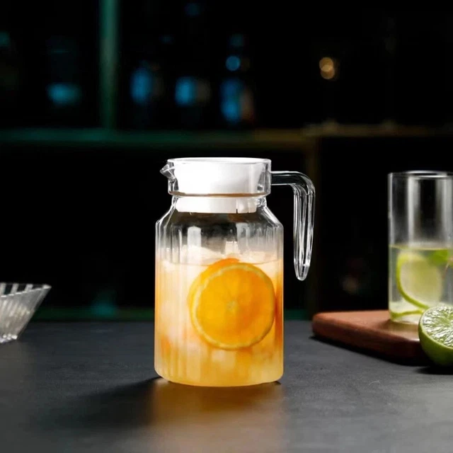 2x Slim Glass Jug 1L Easy Pour Pitchers Non Spill Lid For Milk Water Juice Cocktails Bbqs Garden Parties 2x Slim Glass Jug 1L Easy Pour Pitchers Non Spill Lid For Milk Water Juice Cocktails Bbqs Garden Parties