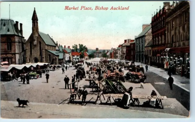 Market Place Bishop AUCKLAND DURHAM UK Postcard