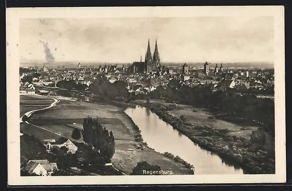 Ansichtskarte Regensburg, Gesamtansicht mit dem Münster 1932