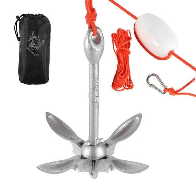 Kajak Anker Faltbar - 66 Fuß Seil Für Boot & Paddelboard