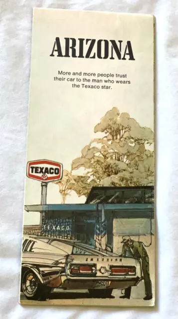 Vintage 1973 Texaco Arizona Road Map Phoenix Tucson Lake Mead Muscle Car Art