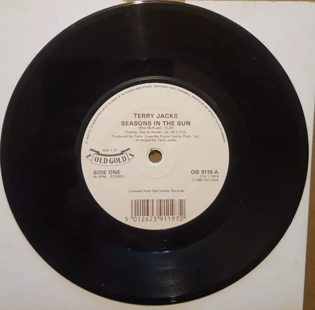 Terry Jacks - Seasons In The Sun. 7''single.  Old Gold Edition. (1981)