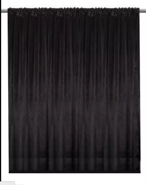 Velvet Curtain Panel Drape 8W x 8H Black Home Theater Energy Efficient Curtain