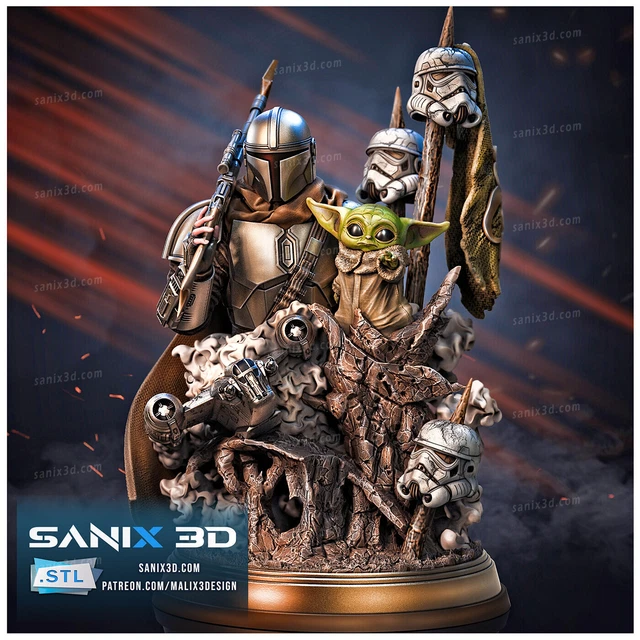Mandalorian grogu fanart model statue miniature action figure 3d