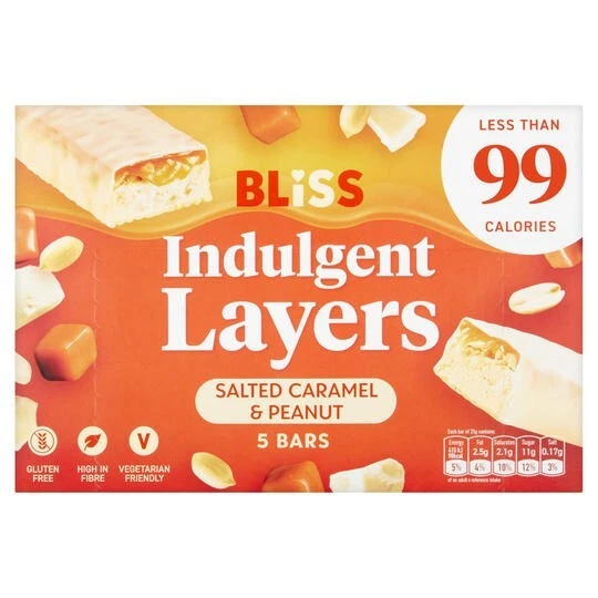 4 scatole x strati indulgenti Bliss caramello salato e barrette di arachidi 5 x 25 g