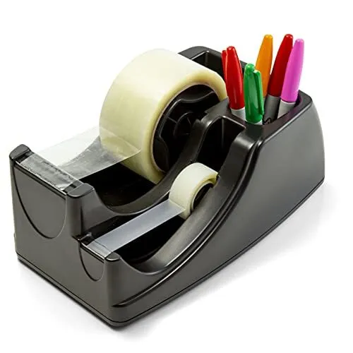 Recycled 2-in-1 Heavy Duty Tape Dispenser 1" and 3" Cores Black 96690