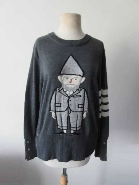 THOM BROWNE 100% wool 4 Bar Gnome Intarsia crewneck sweater 1