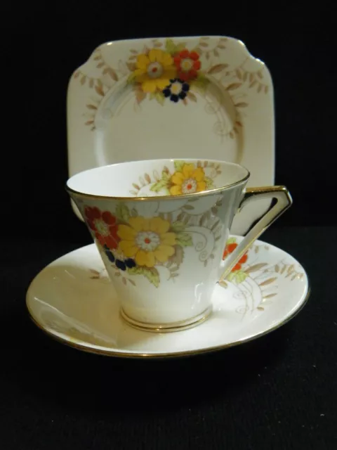 Vintage Bell China  Trio Tea cup saucer plate  Art Deco hand painted B