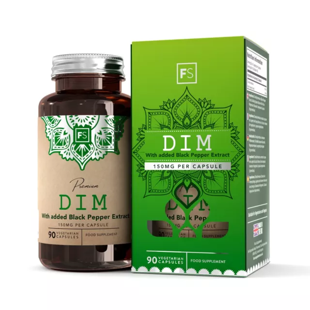 DIM 150mg Estratto di Pepe Nero 20mg | 90 Capsule di Dindolilmetano Vegano