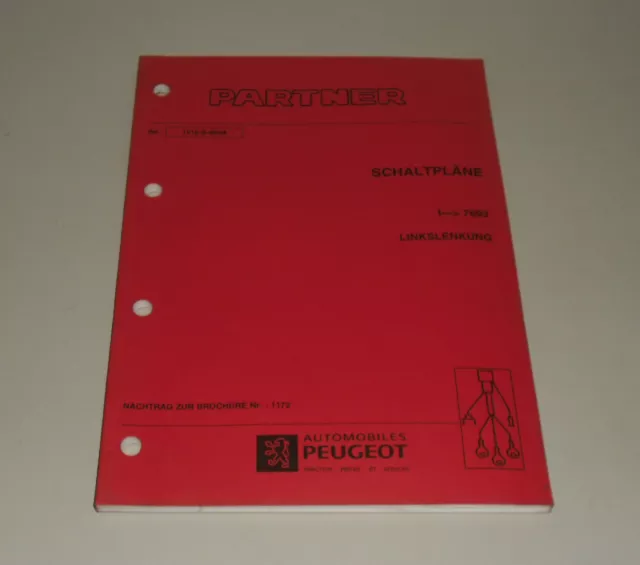 Werkstatthandbuch Peugeot Partner Schaltpläne Stand 05/1998 Nachtrag zu Nr. 1172