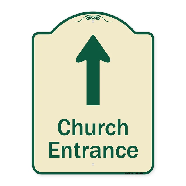 Designer Series - Church Entrance Ahead With Up Arrow Tan & Green Heavy-Gauge