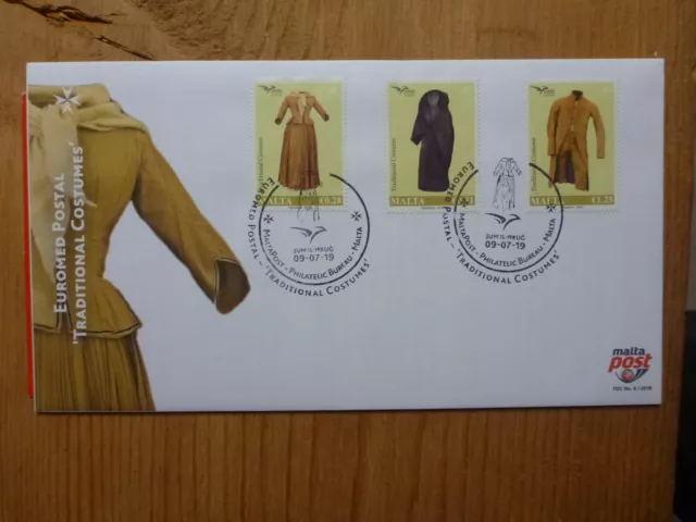 Malta 2019 Euromed- Traditional Costumes Set 3 Stamps Fdc First Day Cover