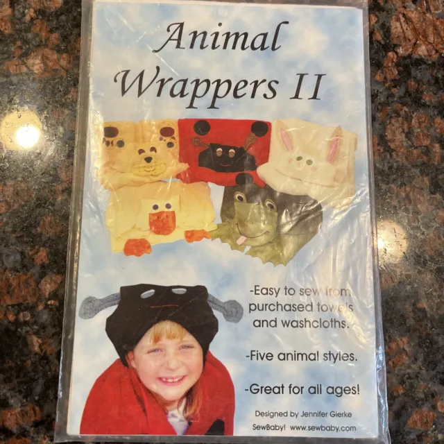Animal Wrappers 2 Baby/Child Hooded Bath Towels Sewing Pattern Uncut