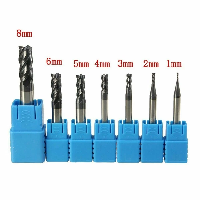 Milling End Cutter Drill Bits 1-8mm 4 Flutes 45° Bevel 7Pcs High Strength