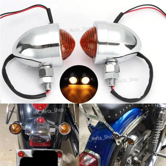 Chrome Motorcycle Turn Signal Light Blinker For Harley Bobber Chopper Cafe Racer